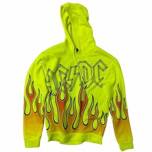 Ac dc neon yellow flame sweatshirt hoodie